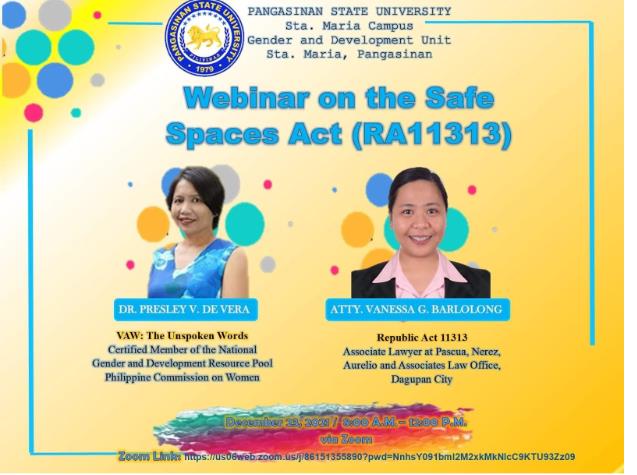 Webinar on the Safe Spaces Act (RA 11313)