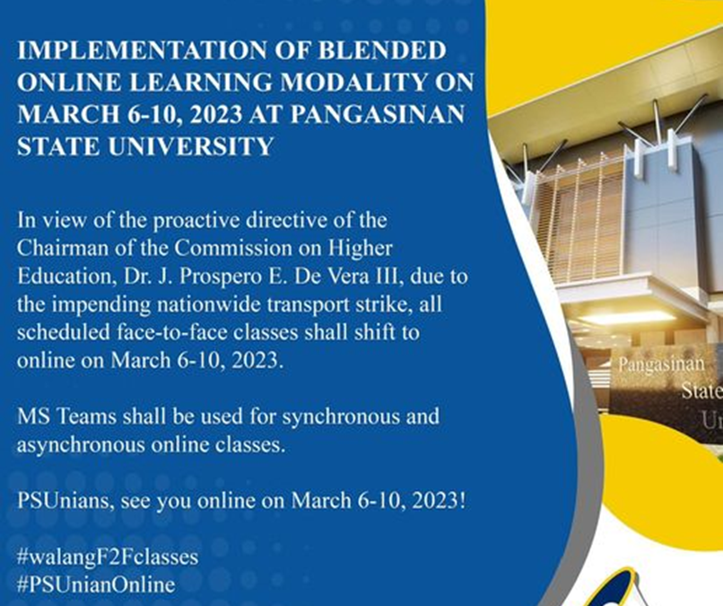 ANNOUNCEMENT | IMPLEMENTATION OF BLENDED LEARNING