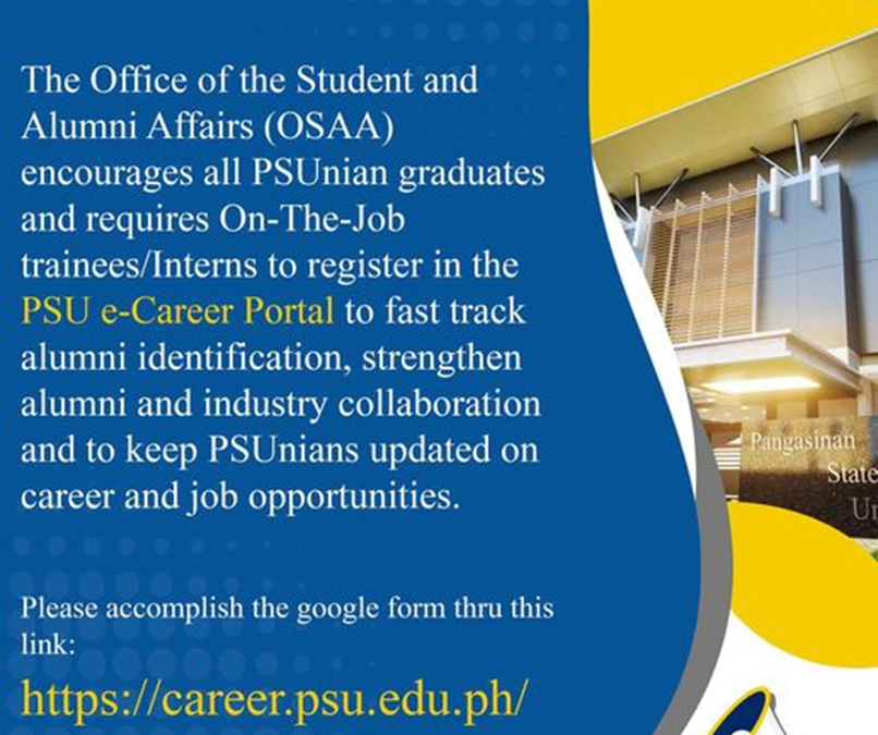 Heads up, PSUnian Alumni and on-the-job trainees!