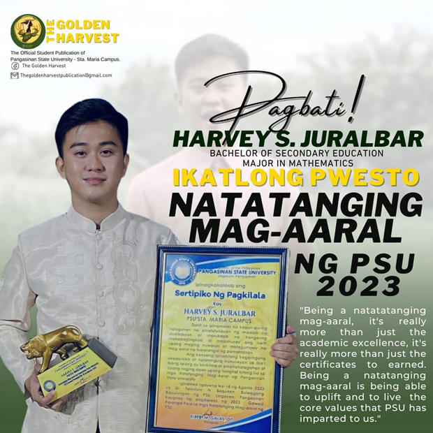 LOOK | Juralbar Hails as the Third Victor of the PSU Gawad Parangal Award 2023